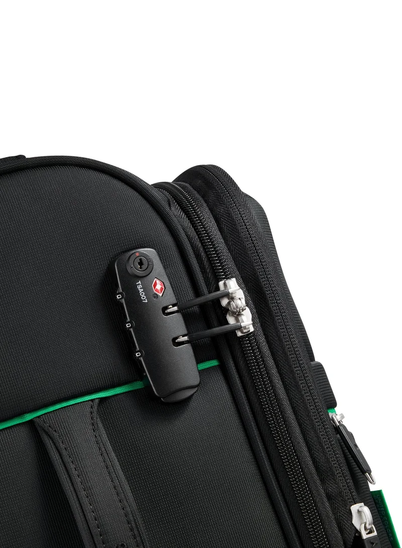 UNITED COLORS OF BENETTON  Color Block 55 Cm 4 Double Wheeled Softside Expandable Check-In Luggage Trolley Case - Black  | Best Price UAE